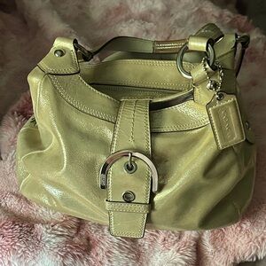 Coach Shimmering Gold Champagne Purse, Matching Wallet Not Included